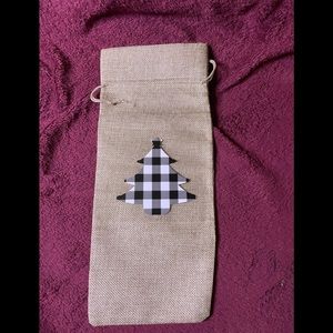 Burlap plaid Christmas tree wine bag nwot ⭐️